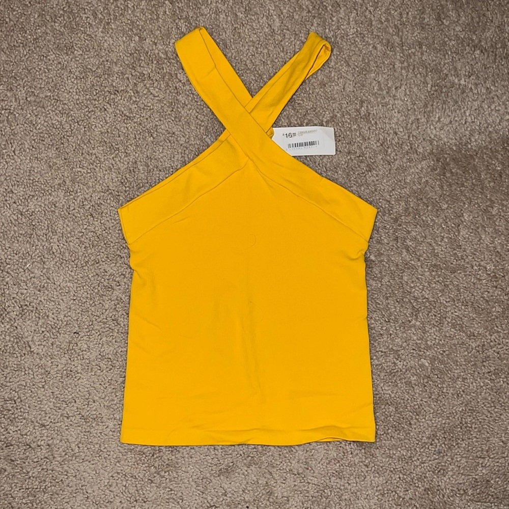 Yellow cross neck tank top from Primp